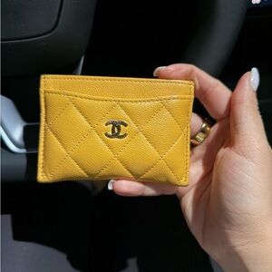 CHANEL Mustard Quilted Card Holder